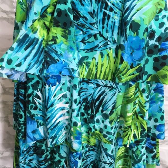 DREAMSUIT BY MIRACLE BRANDS TIERED TROPICAL SLIMMING CONTROL TANKINI TOP 10 NWT - Picture 6 of 13